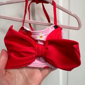 NWOT Girls 4T Red & Pink Strawberry Daisy Big Boy Bikini Top Swim Bathingsuit